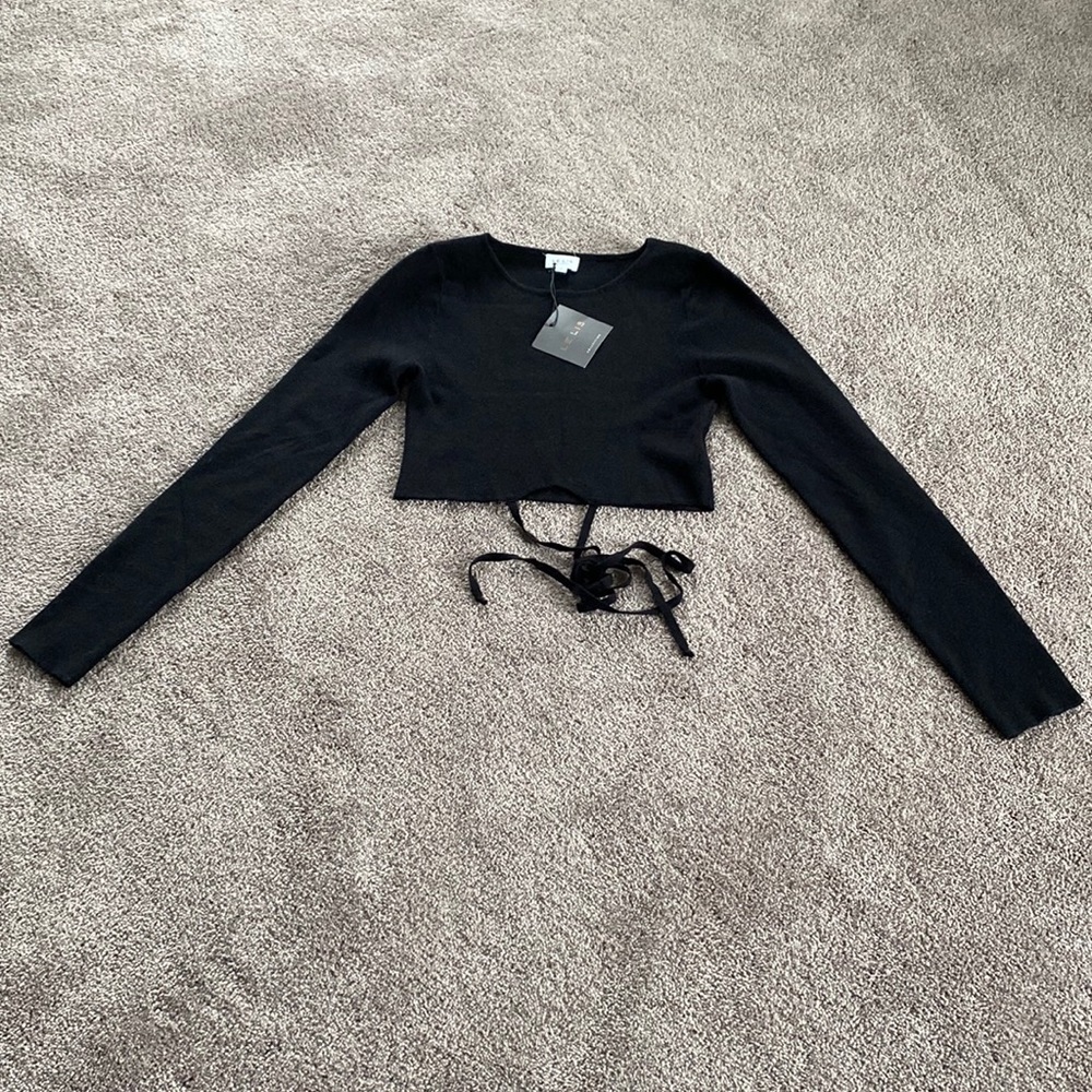 Le Lis Black Long Sleeve Crop Top SIZE M